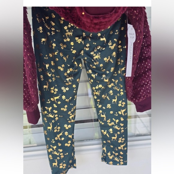 Tahari 2 Piece Set Outfit Sweater & Pants Girls 4T Green Red New - Picture 10 of 14